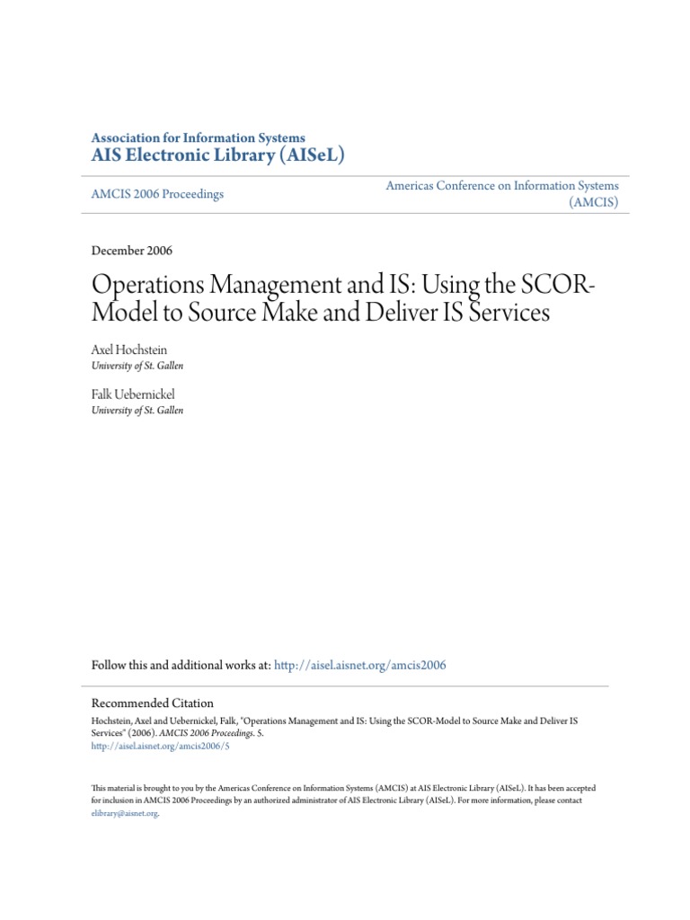 Operations Management and IS: Using The SCOR-Model To Source Make and ...