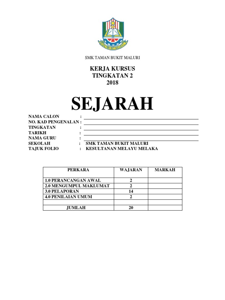 folio kesultanan melayu melaka tingkatan 2