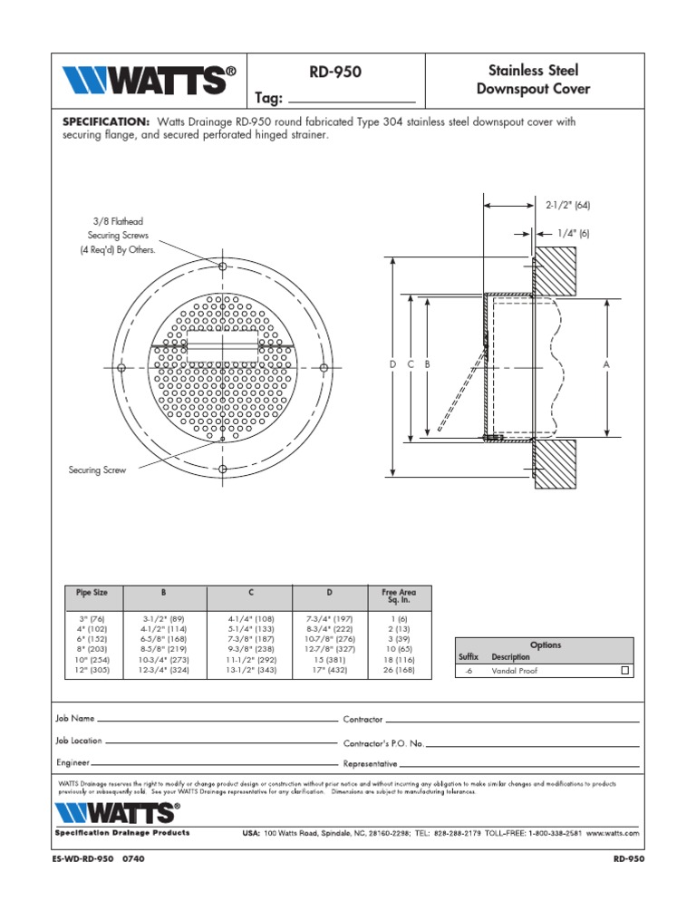 RD-950 Specification Sheet | PDF | Home & Garden | Computers