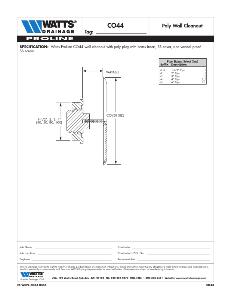 CO44 Specification Sheet | PDF | Home & Garden