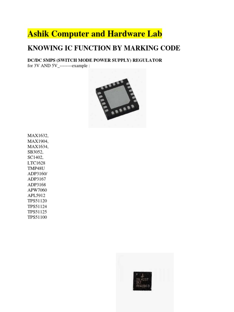Comprehensive IC Code List for Mobile Devices | PDF | Digital ...