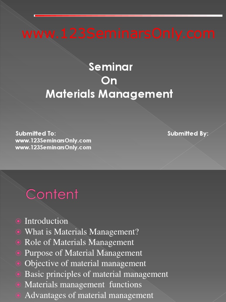 Materials Management PDF Inventory Supply Chain Management