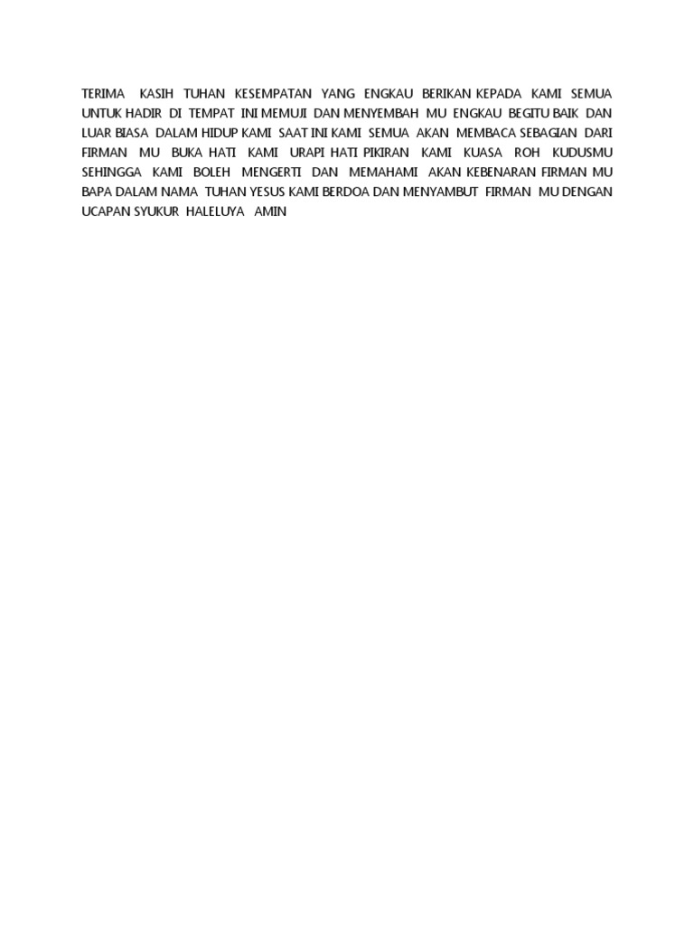 Doa Menyambut Firman Tuhan | PDF | Seni & Disiplin Bahasa | Agama ...