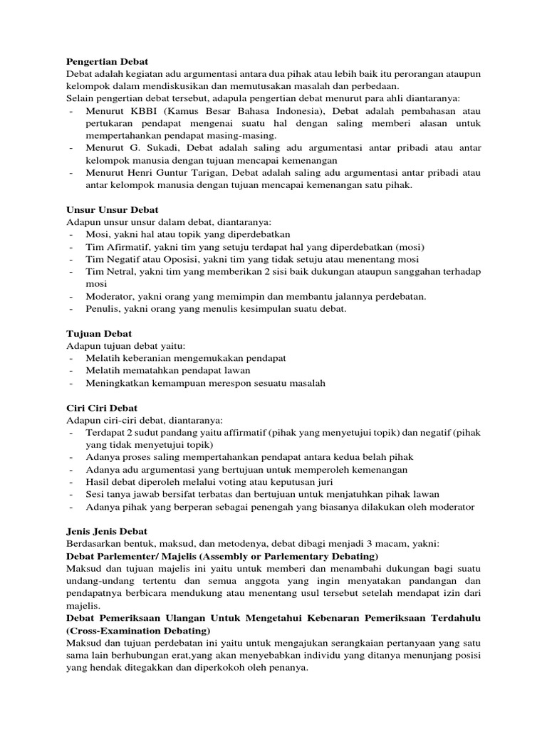Pengertian Debat
