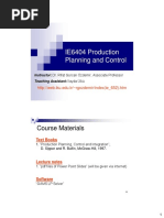 IE6404 Production Planning and Control: Course Materials