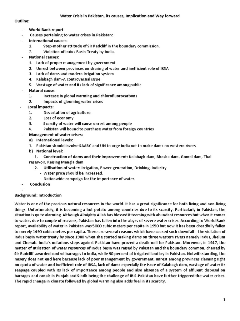Water Crisis in Pakistan | PDF | Water Resources | Water Scarcity