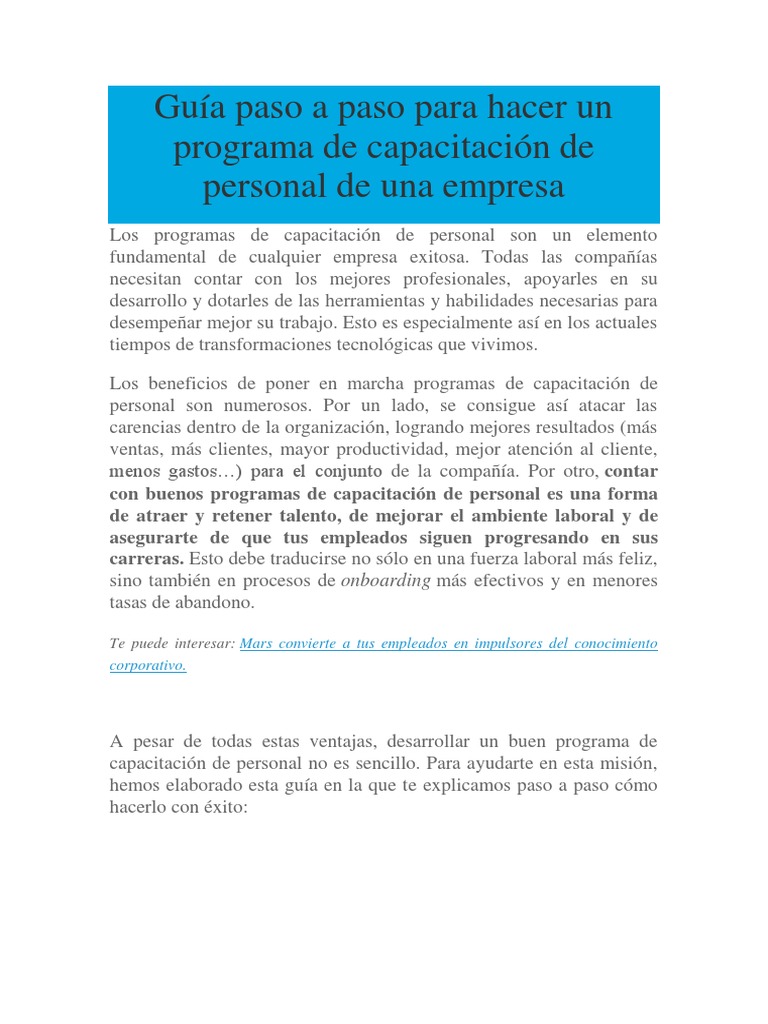 Pasos para un Programa de Capacitación | PDF | Software | Prueba ...