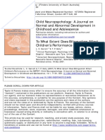 Child Neuropsychology: A Journal On Normal and Abnormal Development in Childhood and Adolescence