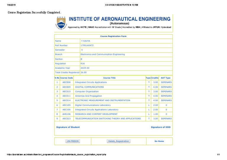 Course Registration Form | PDF | Telecommunication | Electronics