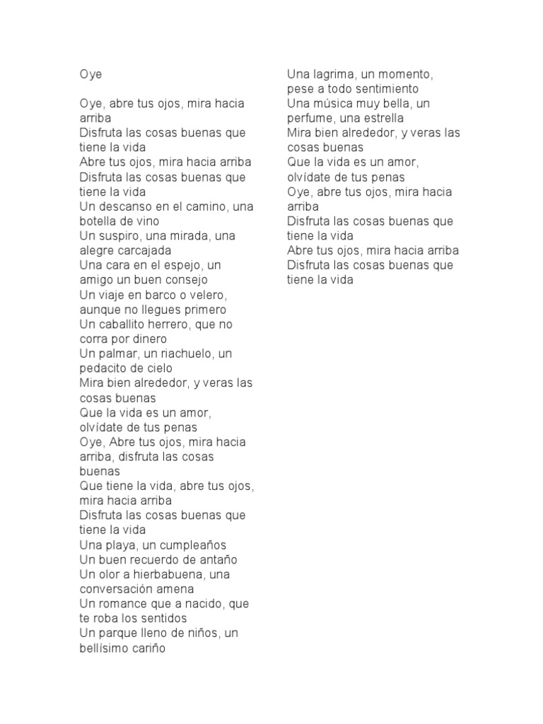 Oye Letra Pdf