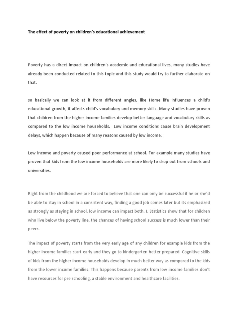The Effect of Poverty On Children's Educational Achievement | PDF ...