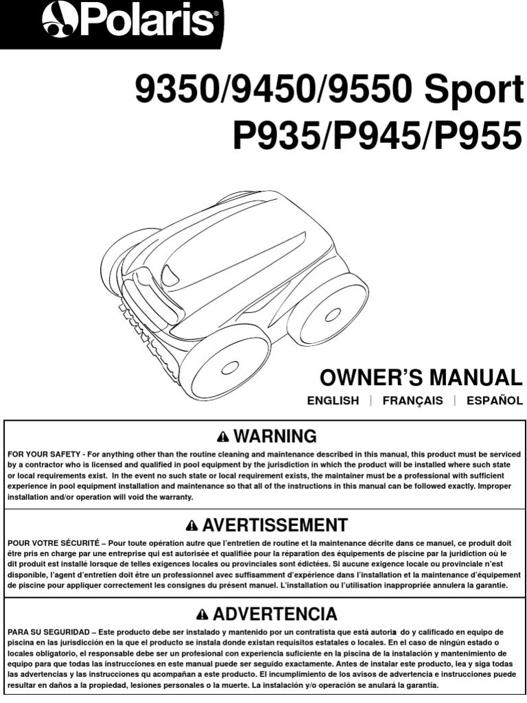 Polaris 9350, 9450, 9550 User Guide PDF