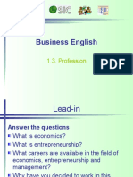 Business English: 1.3. Profession