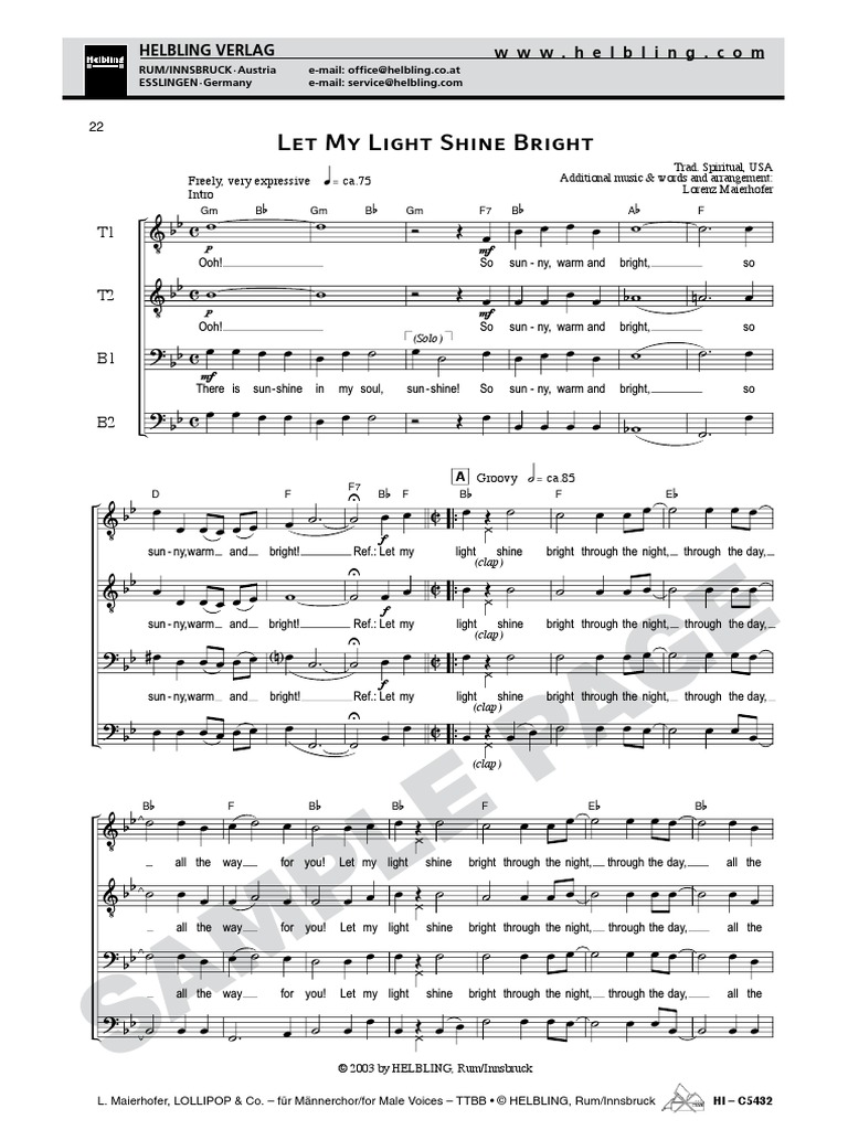 Let My Light Shine Bright: B B B B T1 | PDF