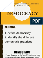 Democracy: Trends, Network and Critical Thinking in The 21 Century