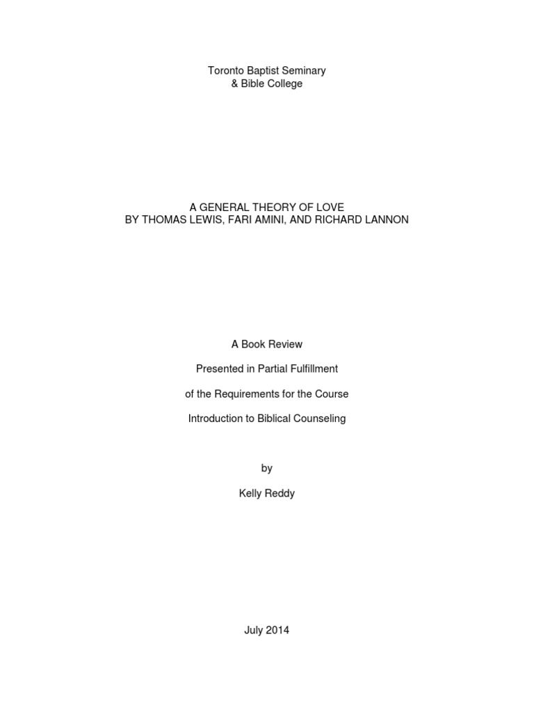 A General Theory of Love by Thomas Lewis PDF | Download Free PDF ...