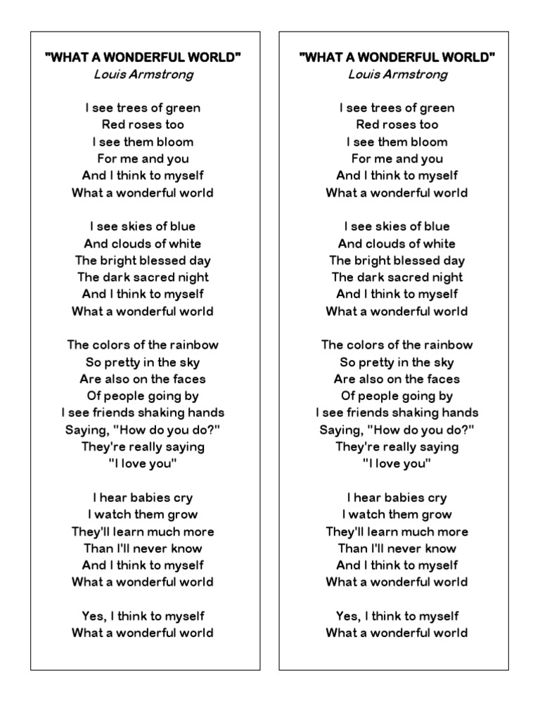 Louis Armstrong What A Wonderful World Lyrics