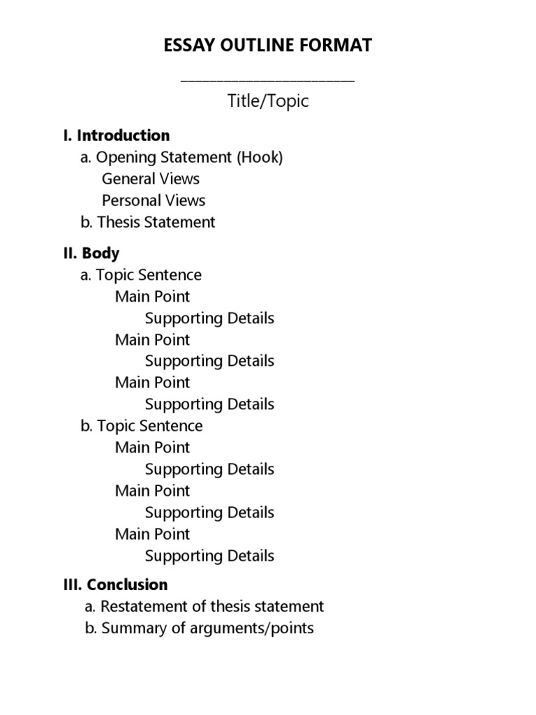 Essay Outline | PDF | Language Arts \u0026 Discipline, image size:768x1024