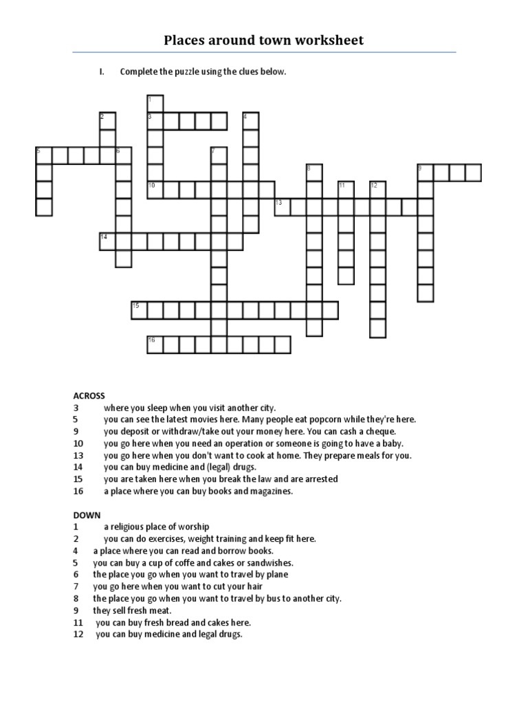 Crosswords Places Around Town PDF
