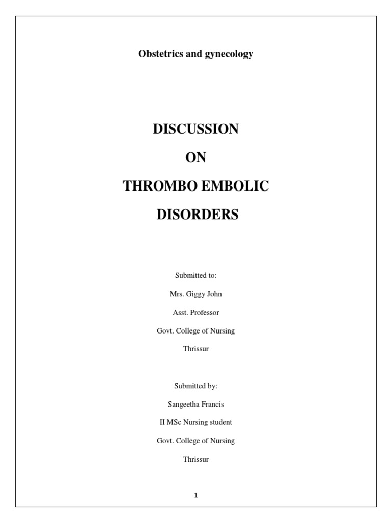 Thrombo Embolism and Pregnancy | PDF | Coagulation | Thrombosis
