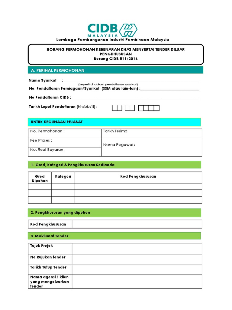 Borang R11 Cidb Pdf