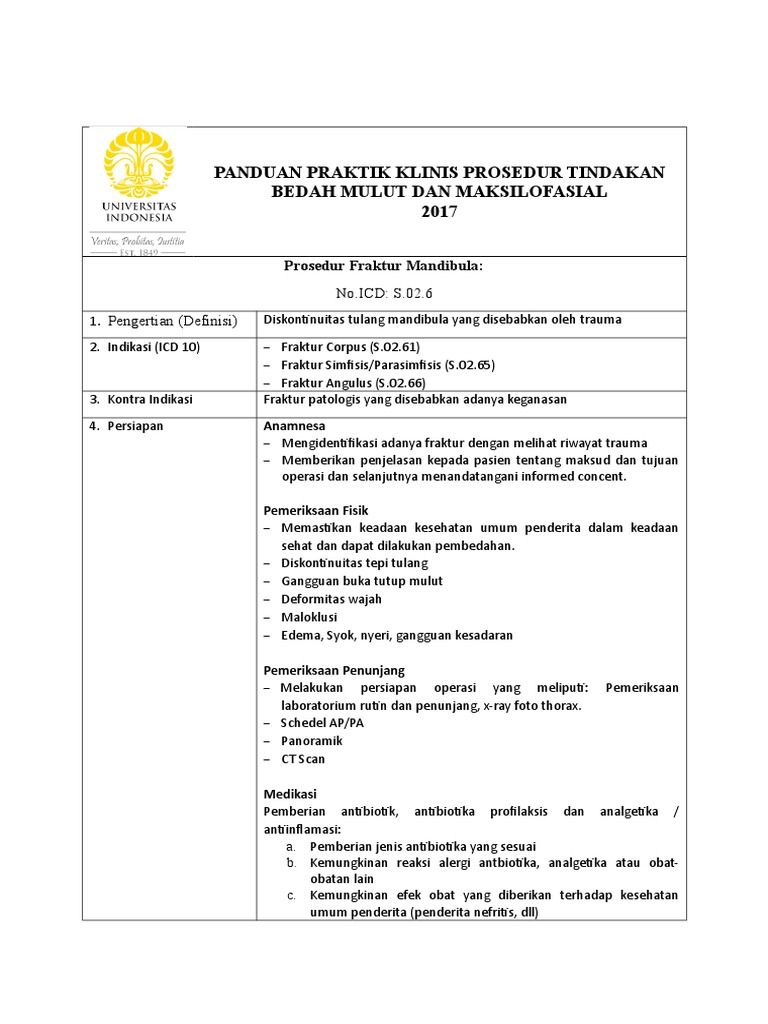 Prosedur Fraktur Mandibula dalam Bedah Maksilofasial | PDF
