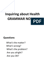 Health Grammar Notes on Questions, Feelings, Conditions & Symptoms