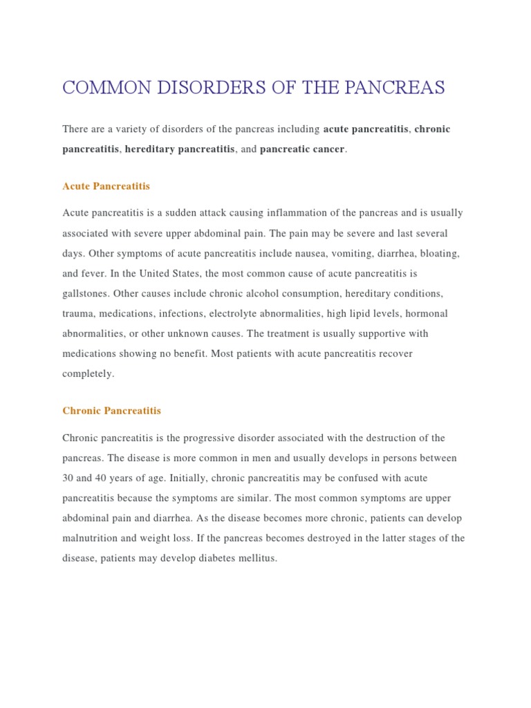 Common Disorders of The Pancreas | PDF | Pancreas | Pancreatic Cancer
