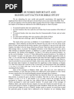 One Hundred Important and Significant Facts for Bible Study