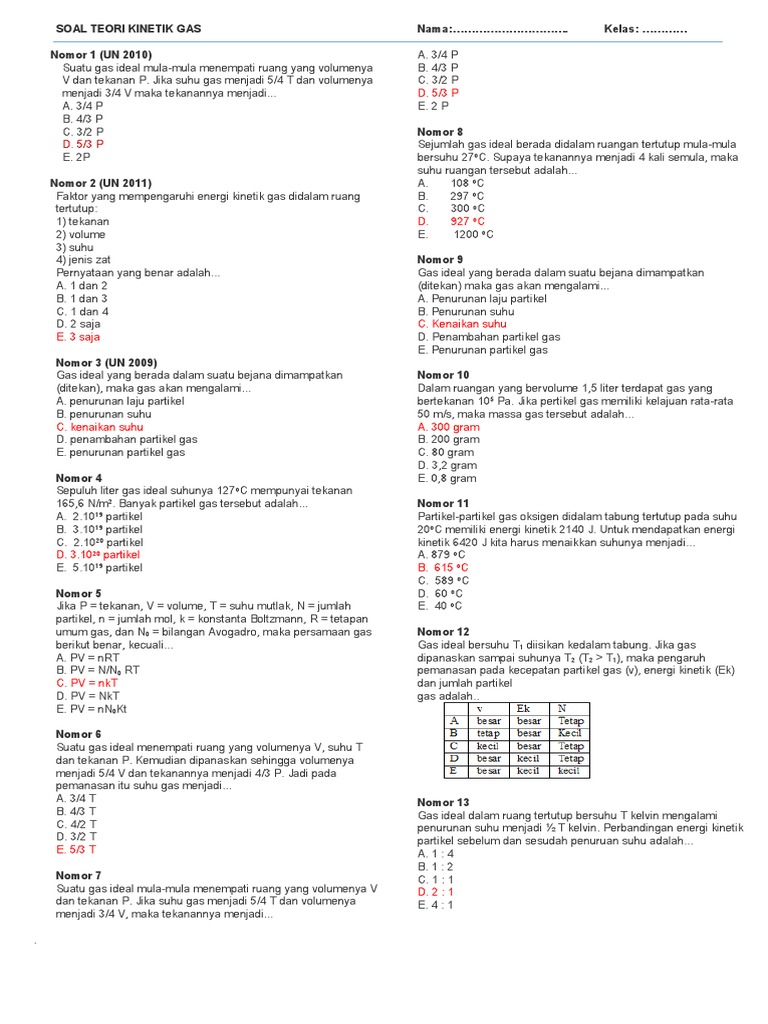 Soal Teori Kinetik Gas 1