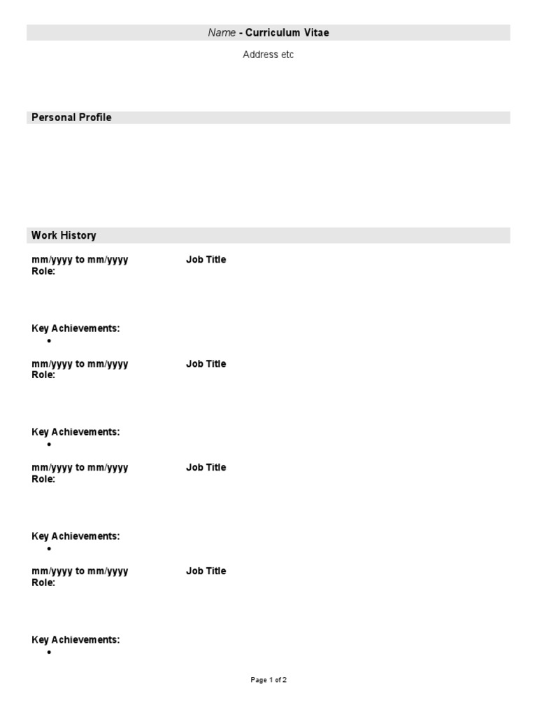 Personal Profile: Name - Curriculum Vitae | PDF | Business
