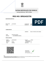 REG NO: BR02AD2758: Registration Certificate For Vehicle