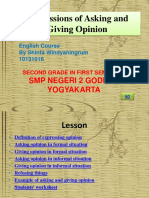 Expressions of Asking and Giving Opinion: SMP Negeri 2 Godean Yogyakarta