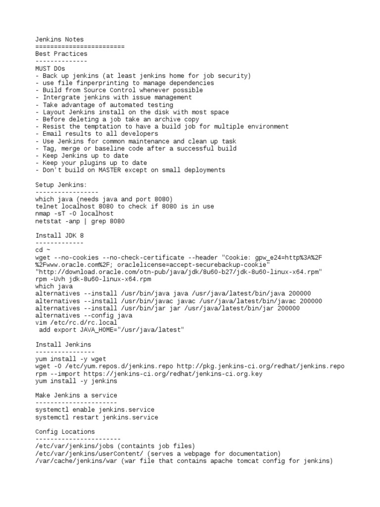 Jenkins Notes | PDF | Java (Programming Language) | Command Line Interface