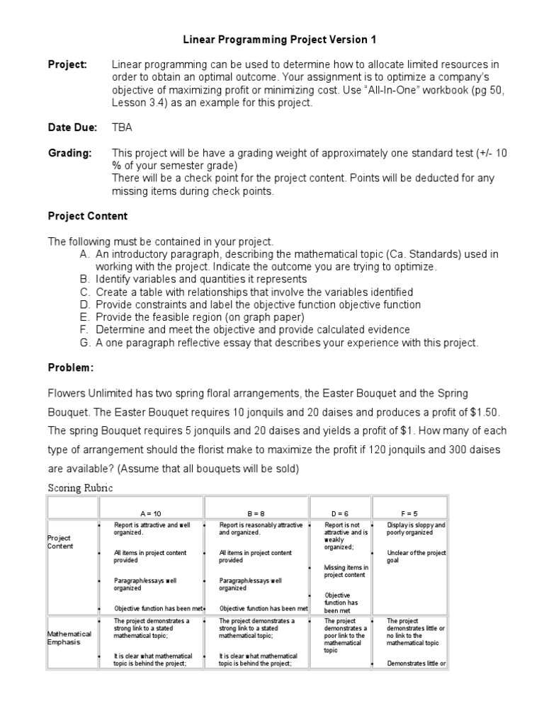 Linear Programming Project Maximizes Profit | PDF | Linear Programming ...
