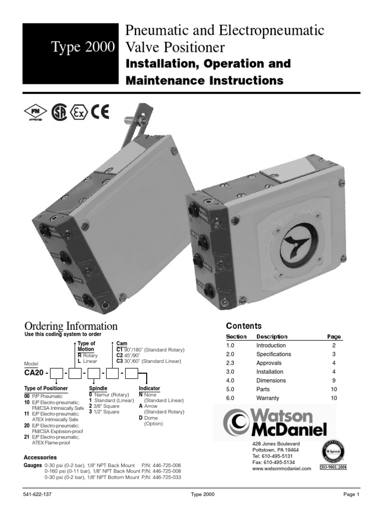 Type 2000 Valve Positioner Manual | PDF | Valve | Actuator