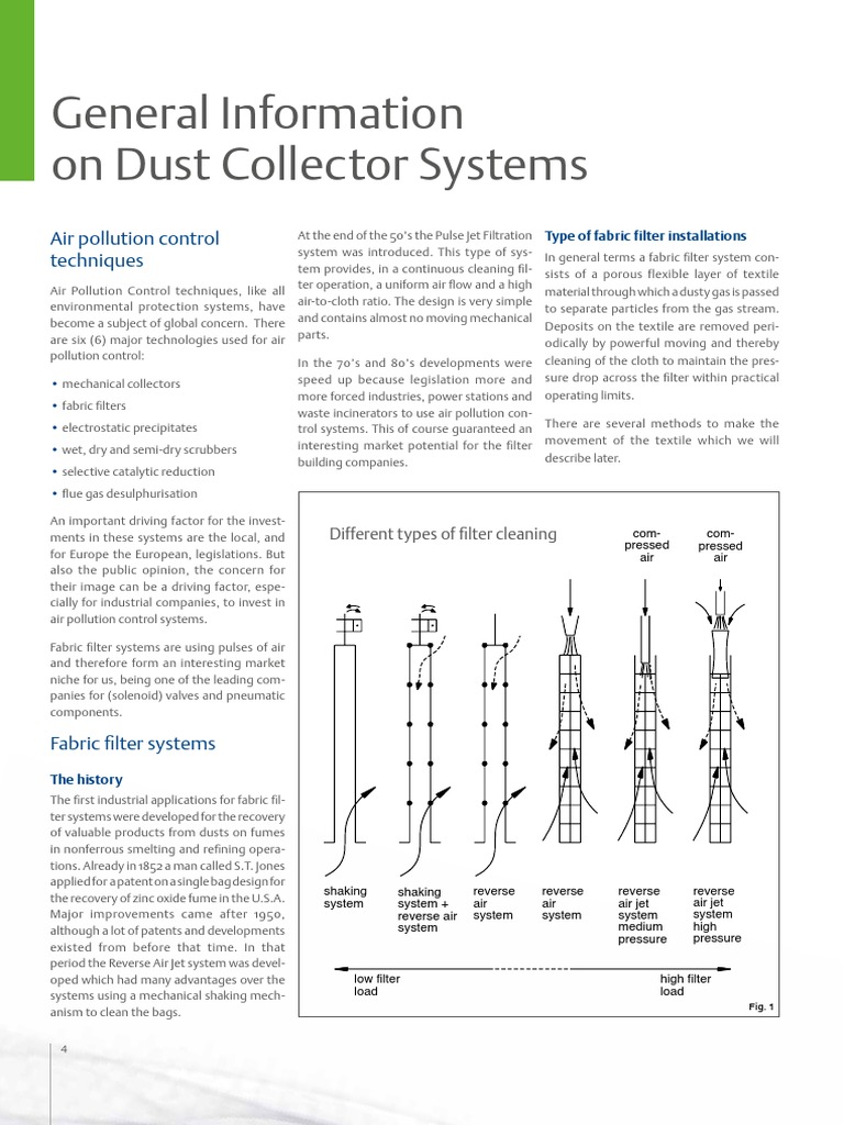 General Information On Dust Collector Systems Air Pollution Control Techniques PDF