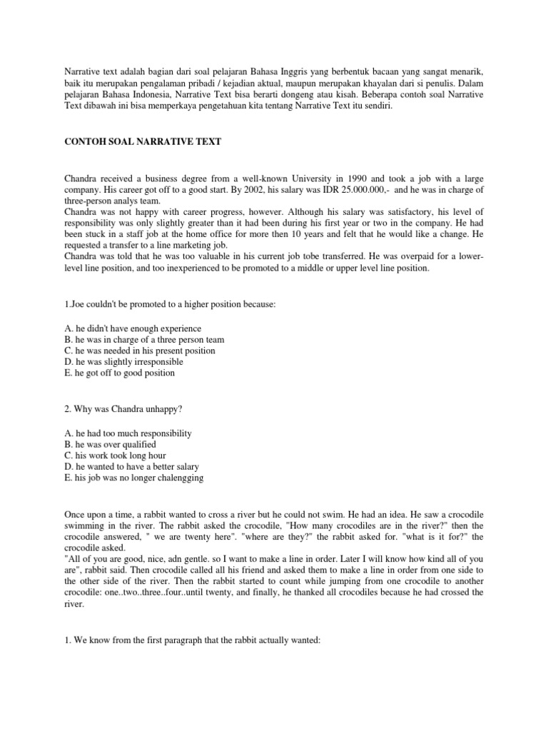 Contoh Soal Essay Narrative Text Snow White Dan Jawabannya