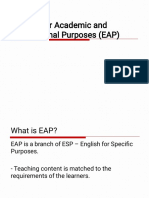 English For Academic and Professional Purposes (EAP)