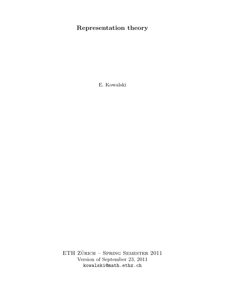 Representation Theory | PDF | Representation Theory | Group (Mathematics)