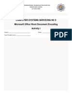 Computer Systems Servicing NC Ii Microsoft Office Word Document Encoding Activity I