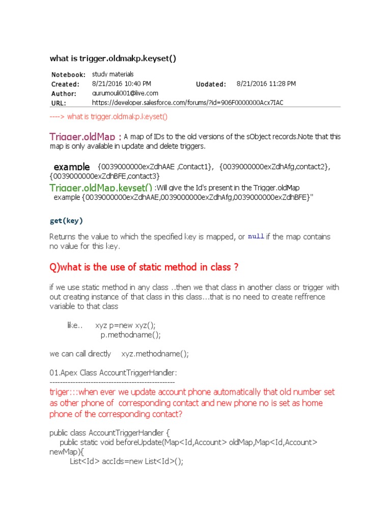 Trigger - Oldmap:: Example | PDF