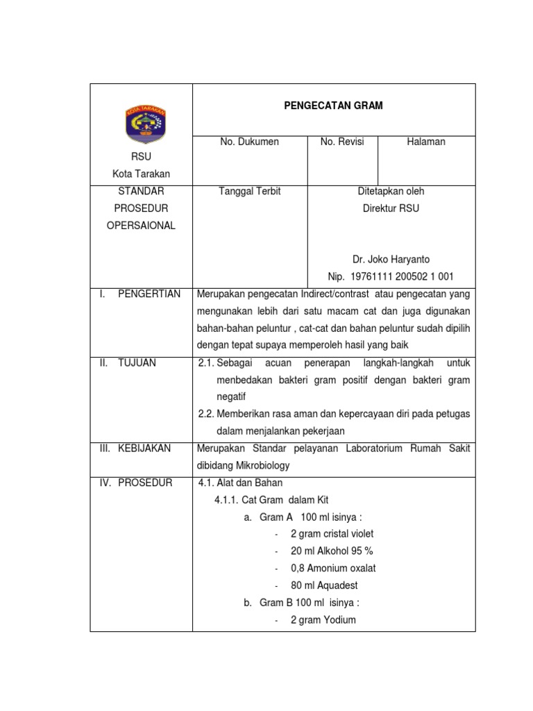 SOP Pengecatan Gram | PDF