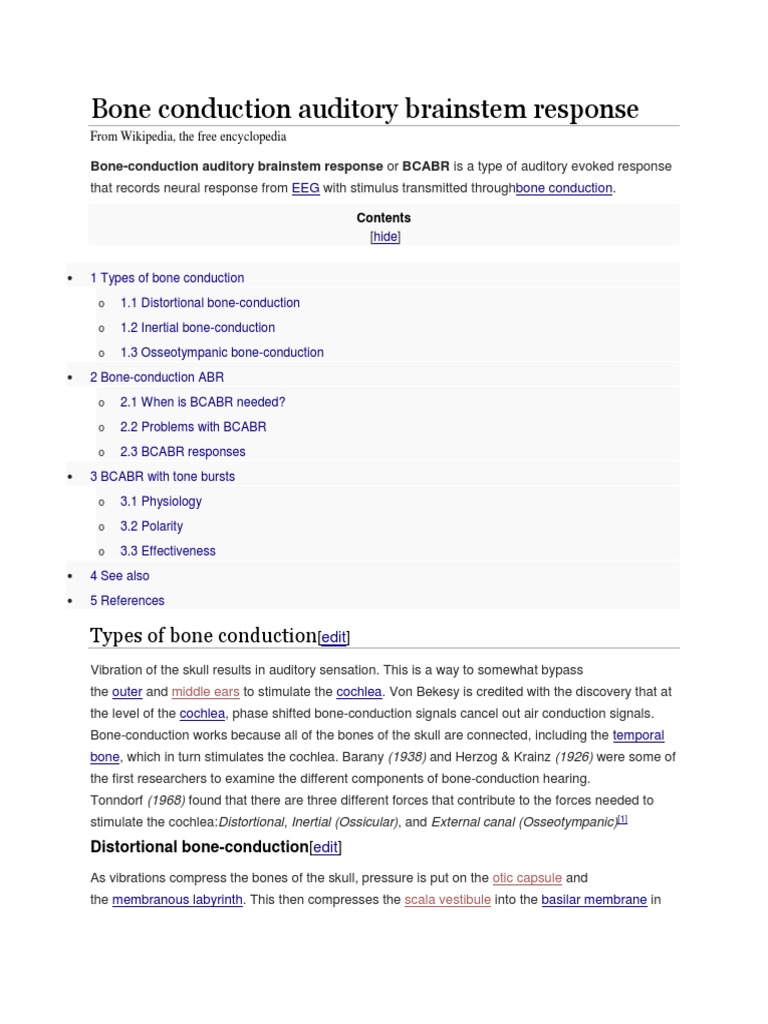 Bone Conduction Auditory Brainstem Response | PDF | Hearing | Auditory ...