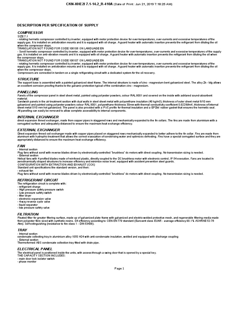 Technical Specifications PDF Heat Exchanger Electric Motor