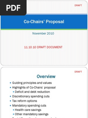 Draft Deficit Commission Recommendations Deficit Reduction