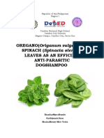 OREGANO (Origanum Vulgare) AND SPINACH (Spinacia Oleracea) Leaves As An Efficient Anti-Parasitic Dogshampoo