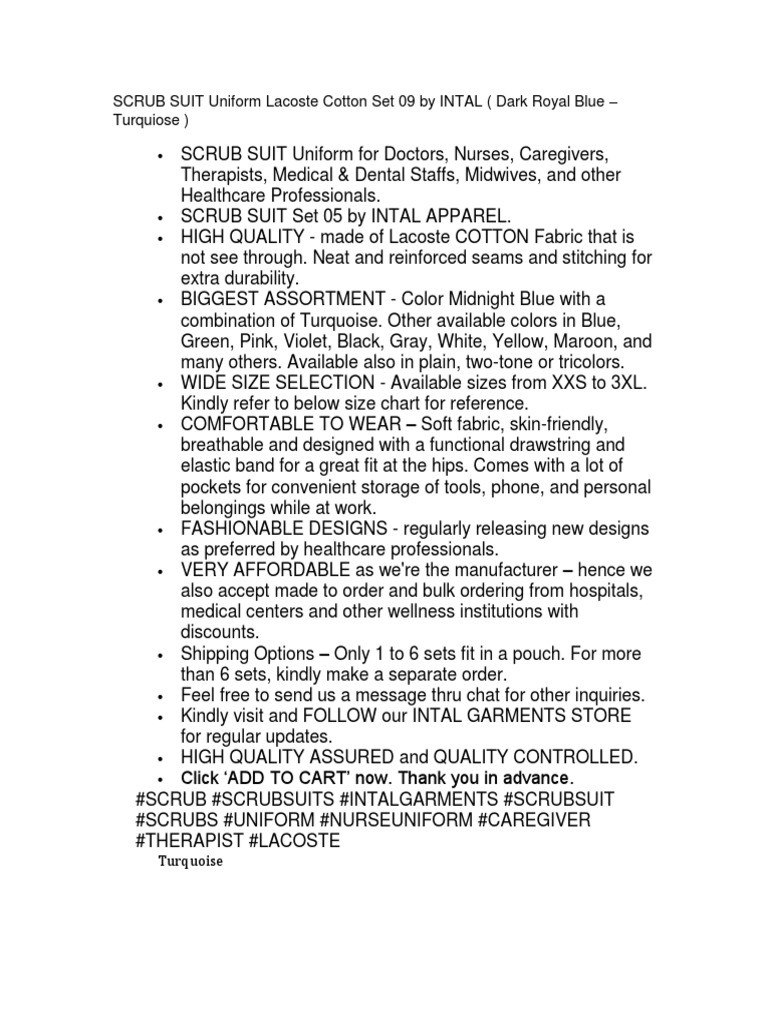 SCRUB SUIT Description PDF