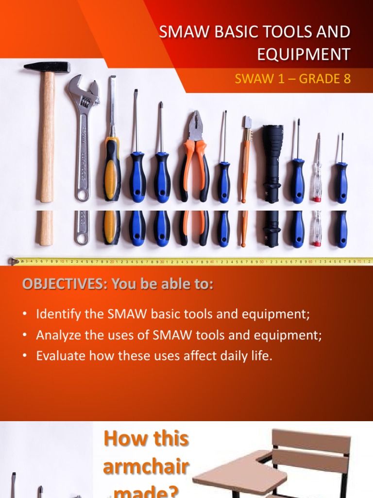 SMAW Tools and Equipment and Its Uses PDF Blade Screw
