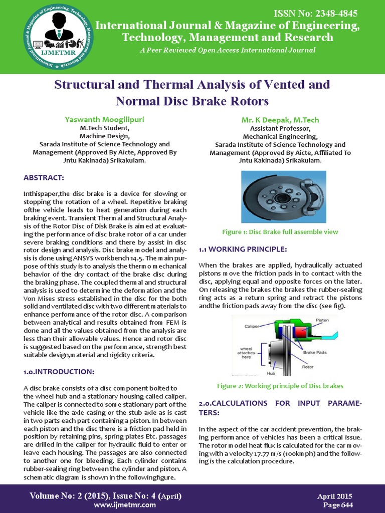 Structural and Thermal Analysis of Vented and Normal Disc Brake Rotors ...